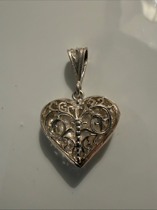 Jewelry - Sterling Silver Filigree Heart Pendant Necklace - Heart Locket Charm